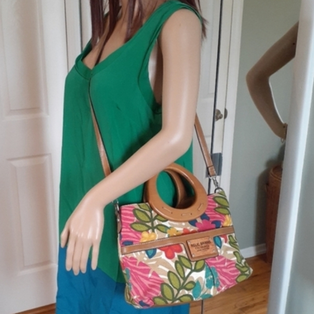 Relic Bohemian Botanical Spring|Summer Crossbody/handbag Wooden Handles